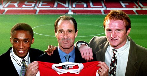 Highbury life: Hartson with Graham and fellow new signing, Chris Kiwomya (left), in 1995