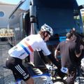 Bradley Wiggins rolled into the start at Dunas Douradas for his first race day of the 2012 season.