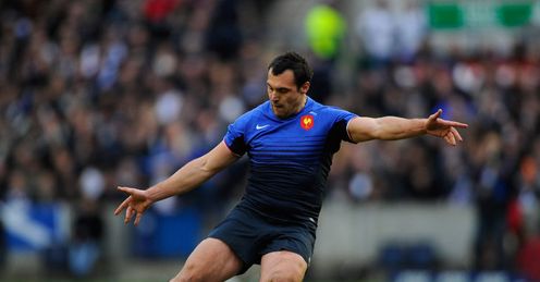 Lionel Beauxis drop goal for France against Scotland Lionel Beauxis drop goal for France against Scotland