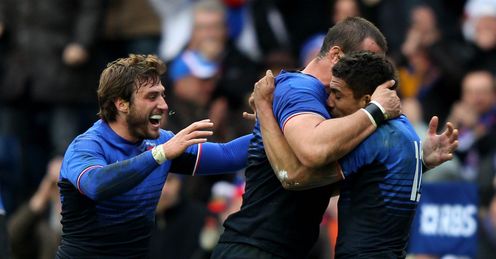 France celebrating Wesley Fofana try v Scotland Six Nations Murrayfield Feb 2012 France celebrating Wesley Fofana try v Scotland Six Nations Murrayfield Feb 2012