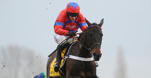 Barry Geraghty and Sprinter Sacre clear the last to win The Betfair Super Saturday Steeple Chase at Newbury