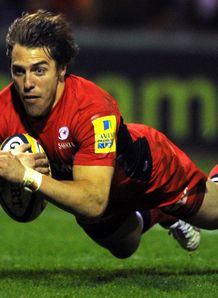 Chris Wyles Saracens scoring a try against Sale Chris Wyles Saracens scoring a try against Sale