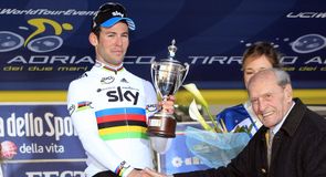 Mark Cavendish made his fourth trip to the podium this season after a superb win into Indicatore