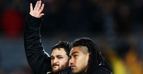 Piri Weepu and Ma a Nonu waving at World Cup Piri Weepu and Ma a Nonu waving at World Cup