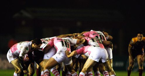 Engaging? Harlequins and Huddersfield pack down at the Twickenham Stoop last March