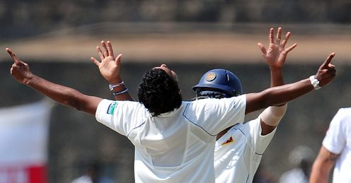 Suraj Randiv celebrates KP wicket England Sri Lanka
