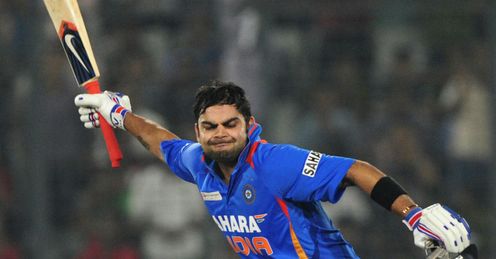 Virat Kohli India celebrating reaching three figures against Pakistan 2012 Asia Cup