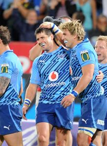 Wynand Olivier celebrates with Morne Steyn BULLS 2012 Wynand Olivier celebrates with Morne Steyn BULLS 2012