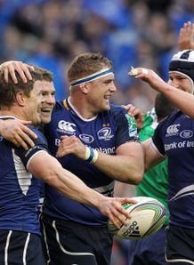 Brian ODriscoll left celebrates with Leinster team-mates v Cardiff Blues Heineken Cup quarter-final Aviva Stadium Dublin Apr 2012 Brian ODriscoll left celebrates with Leinster team-mates v Cardiff Blues Heineken Cup quarter-final Aviva Stadium Dublin Apr 2012