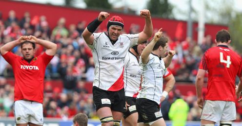 Johann Muller the Ulster captain celebrates his teams victory v Munster Johann Muller the Ulster captain celebrates his teams victory v Munster