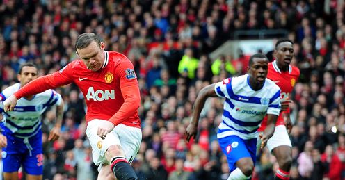 Manchester United v QPR Wayne Rooney scores penalty
