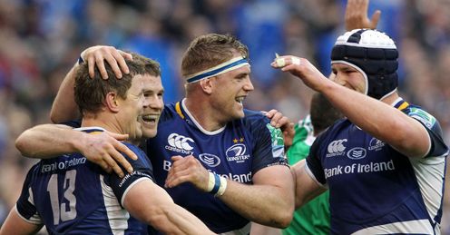 Leinster celebrating a try in their Heineken Cup win over Cardiff Blues Leinster celebrating a try in their Heineken Cup win over Cardiff Blues