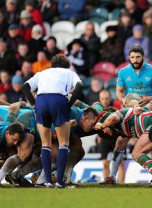 scrum during the Heineken Cup match between Leicester Tigers and Aironi scrum during the Heineken Cup match between Leicester Tigers and Aironi
