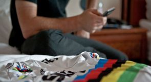 The start of the day for Mark Cavendish and the world champion's jersey is ready for later