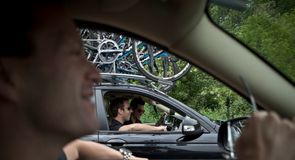 DS Steven de Jongh at the wheel, alongside the other team car which will follow the stage