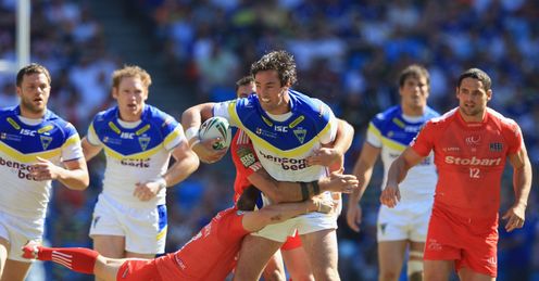 Trent Waterhouse Warrington Wolves v Widnes Vikings Magic Weekend Eithad Stadium Trent Waterhouse Warrington Wolves v Widnes Vikings Magic Weekend Eithad Stadium
