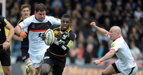 Christian Wade Wasps running through against Newcastle Aviva Premiership