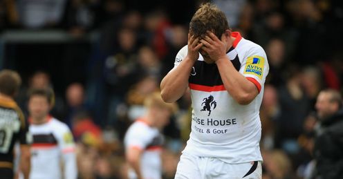 Matt Thompson Newcastle Falcons reacting after defeat to Wasps