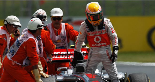Lewis Hamilton: Stopped on track on his in-lap