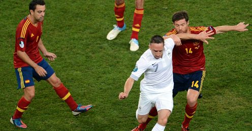 Euro 2012 Spain France Franck Ribery stuck