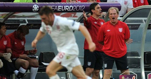 Neville: has struggled to stay in his seat in the dugout