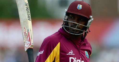 Chris Gayle West Indies celebrating a half-century against England