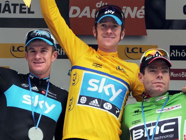 Bradley Wiggins led home a Team Sky 1-2 as Michael Rogers also finished on the podium