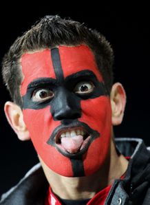 Crusaders fan tongue out Crusaders fan tongue out