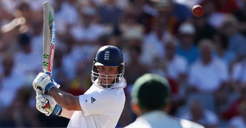 Cut-throat attitude: Strauss hits out during the third Test at Cape Town in 2010