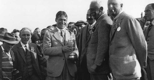 Bobby Jones accepts the Old Claret Jug after his 1926 victory at Royal Lytham