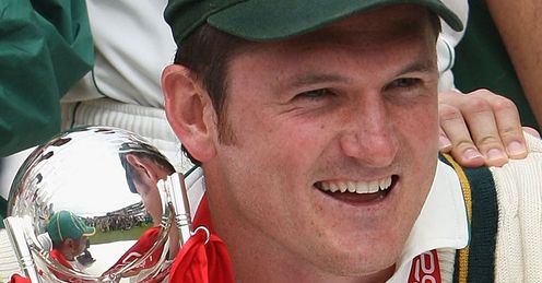 Shining achievement: Smith celebrates at the Oval after South Africa seal a 2-1 Series win