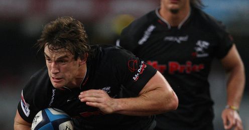 Sharks flanker Keegan Daniel running hard Sharks flanker Keegan Daniel running hard