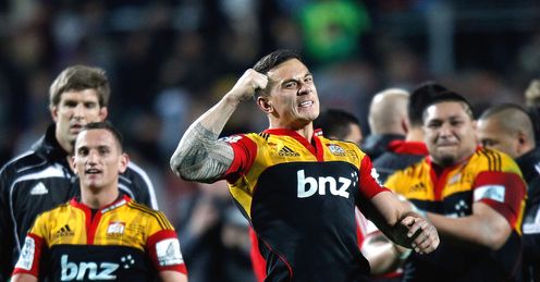 Sonny Bill Williams of the Chiefs celebrates their win against the Crusaders Sonny Bill Williams of the Chiefs celebrates their win against the Crusaders