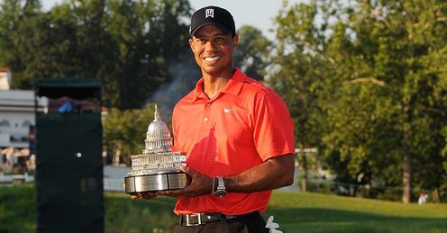 Three and easy: Woods won again last week to surpass Nicklaus' record of tournament wins
