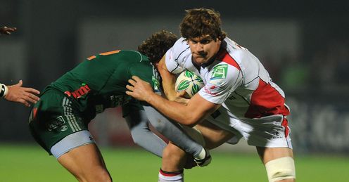 Robbie Diack brushing off a tackler Robbie Diack brushing off a tackler