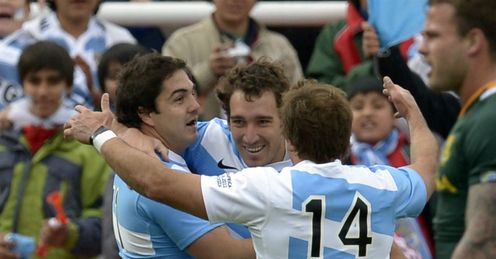 Santiago Fernandez try celebration Argentina v South Africa Santiago Fernandez try celebration Argentina v South Africa