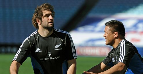 Sam Whitelock left and Keven Mealamu New Zealand training Sam Whitelock left and Keven Mealamu New Zealand training