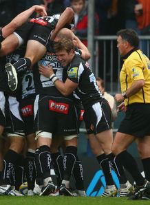 Exeter celebrate v Saracens Aviva Premiership Sandy Park Exeter celebrate v Saracens Aviva Premiership Sandy Park
