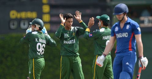 Raza Hasan celebrates after dismissing Craig Kieswetter ICC T20 World Cup Warm Up Match England v Pakistan 2012