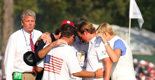 Bubba Watson Webb Simpson praying Ryder Cup day one fourballs