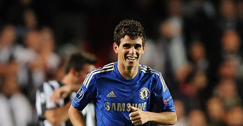 Dazzling debut: Oscar scored twice in as many minutes at Stamford Bridge