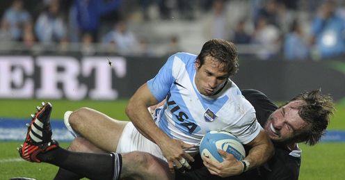 Gonzalo Camacho stretches to score against the All Blacks
