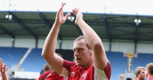 Jonathan Mills celebrating victory for London Welsh Jonathan Mills celebrating victory for London Welsh