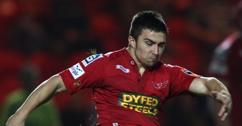 Jordan Williams of the Scarlets red Jordan Williams of the Scarlets red