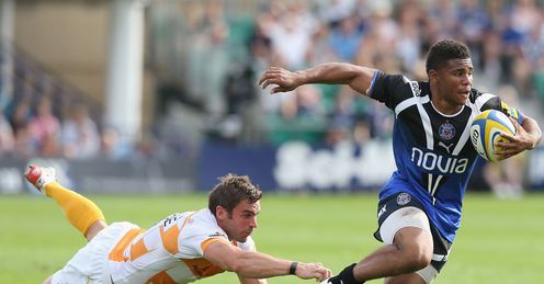 Kyle Eastmond breaks through to score Bath v Wasps Aviva Premiership 2012 Kyle Eastmond breaks through to score Bath v Wasps Aviva Premiership 2012