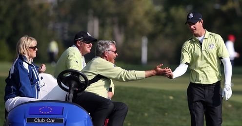 Nicolas Colsaerts congratulated Ryder Cup day one fourballs