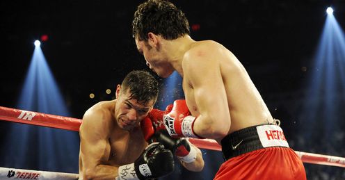 Fighter: Chavez Jr (left) almost secured a final round stoppage