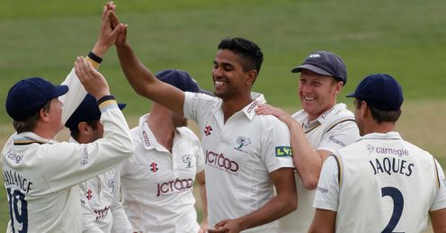 Moin Ashraf Yorkshire celebrating a wicket against Essex LV= County Championship