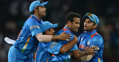 India celebrating a wicket for Irfan Pathan against England ICC World Twenty20