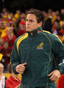 Mike Harris of the Wallabies runs onto the field Mike Harris of the Wallabies runs onto the field